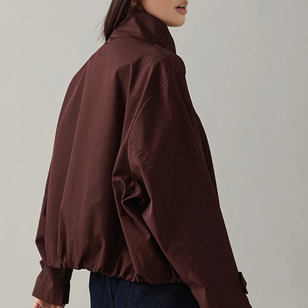 Commense Vintage Loose Trench Coat In Burgundy Size L NWT - Picture 3 of 14